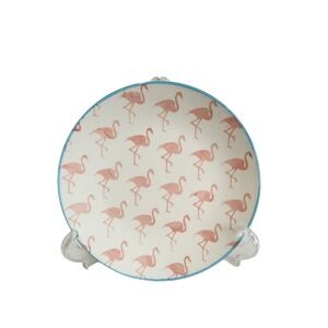 Pfaltzgraff  Pad Print Pink Flamingo Flamingos Dessert Salad Plate 7.5" NOS